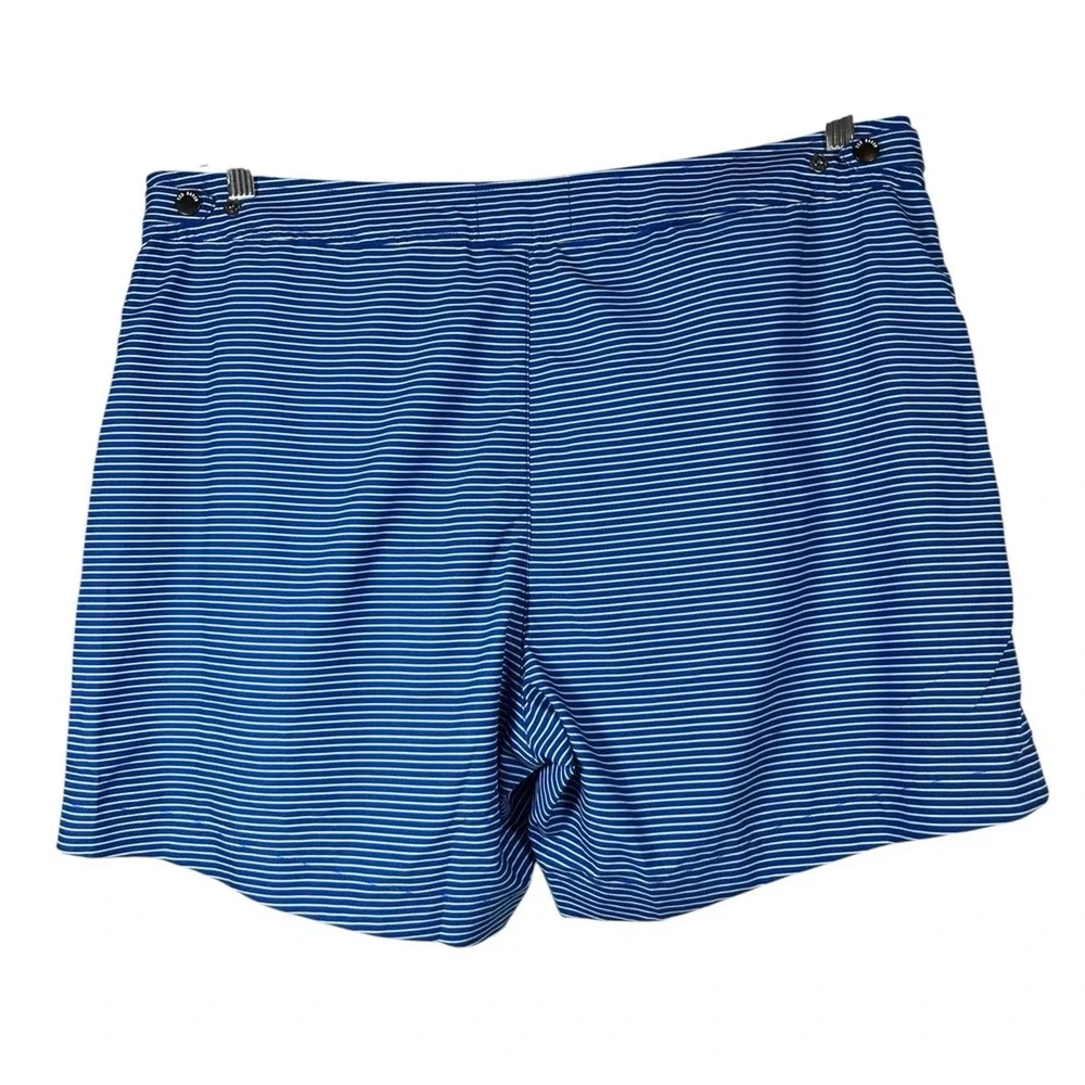 $120 NWT Ted Baker Sz L (4) Swim Trunks Blue Striped Shorts Liner Zip Pockets